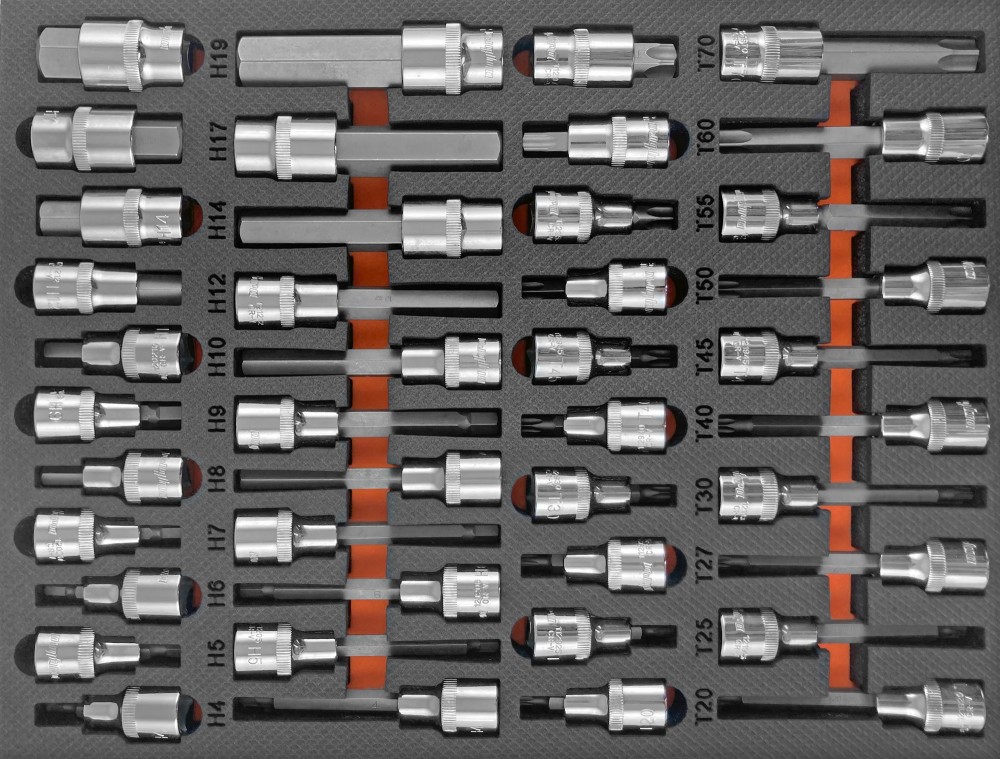 OMT42STE Набор насадок торцевых 1/2" DR, со вставками-битами TORX® T20-T70 в EVA ложементе 280х375 м