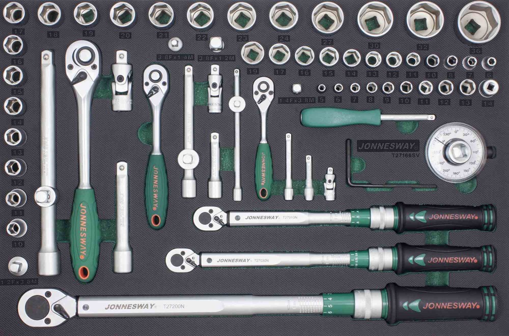 T27166SV Набор ключей динамометрических 1/4"DR 2-10 Нм, 3/8"DR 10-60 Нм , 1/2"DR 40-200 Hм и головок