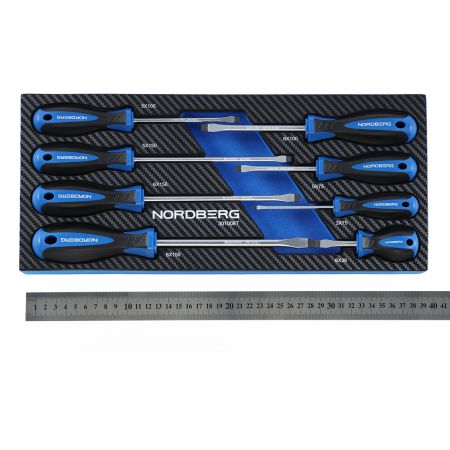 Набор отверток шлицевых в ложементе, 8 предметов NORDBERG 301008T