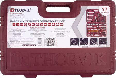 UTS0077/12 Набор инструмента универсальный 1/4", 1/2"DR с головками торцевыми 12-гранными, 77 предме
