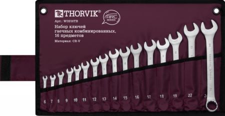 W3S16TB Набор ключей гаечных комбинированных серии ARC в сумке, 6-24 мм, 16 предметов